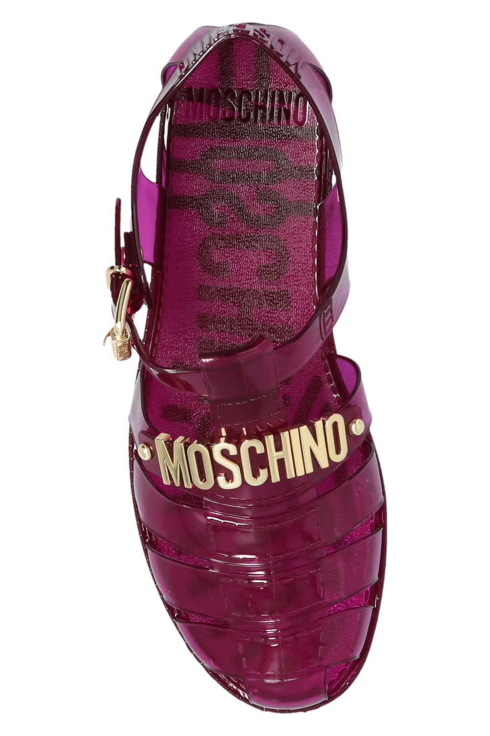 サンダル・ミュール Moschino Pink Slingback Sandals Moschino Patent Leather Platform Sandals | Pink | FARFETCH